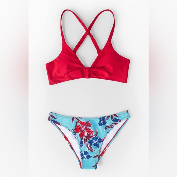 Red & Blue Floral Bikini - Picture 3 of 4